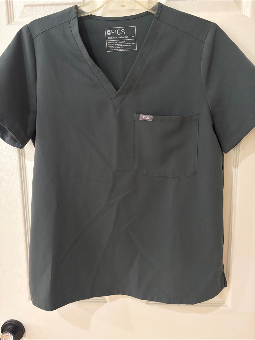 Figs V-Neck  Woman’s Top in Slate Green
